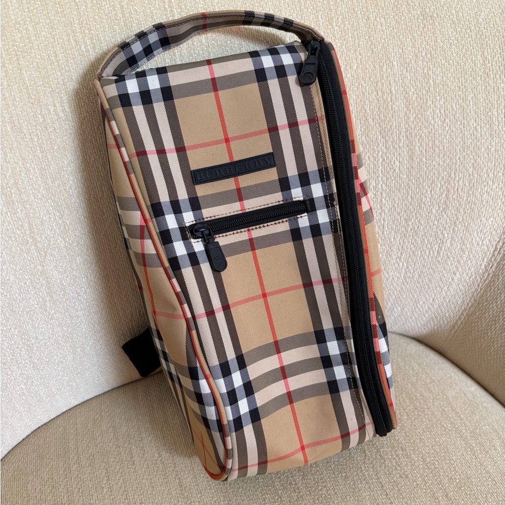 Burberry Tan Checkered Golf Bag
